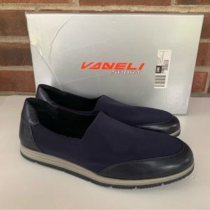Vaneli Sport Womens Quade Navy Leather Trim Comfort Slip On Loafers US 7.5 W